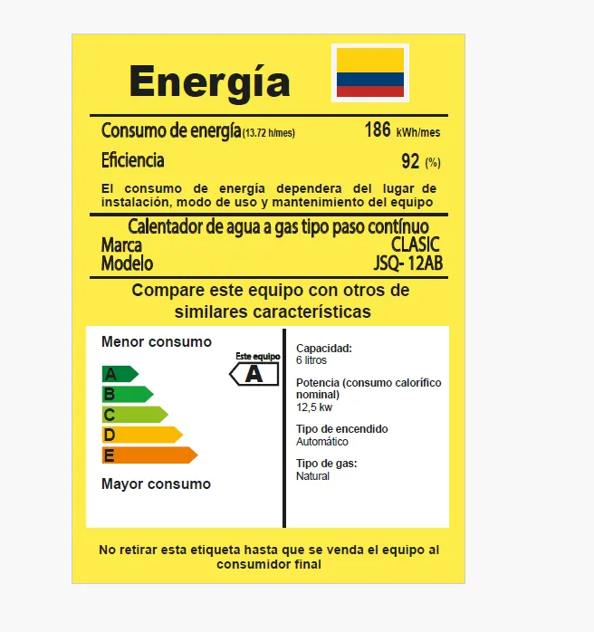 Calentador Clasic 6 Litros Tiro Forzado Automodulante Gas Natural