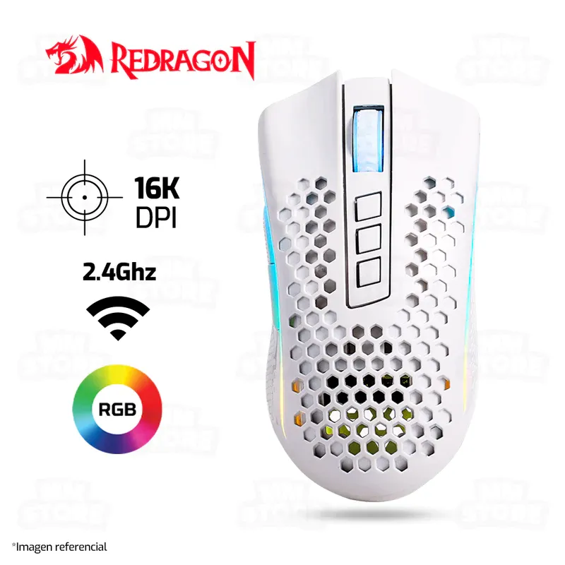 Mouse Inalambrico Gamer Redragon Storm Pro M808 Con Luces Rgb (Blanco)