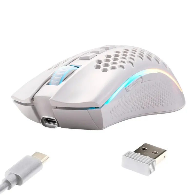 Mouse Inalambrico Gamer Redragon Storm Pro M808 Con Luces Rgb (Blanco)