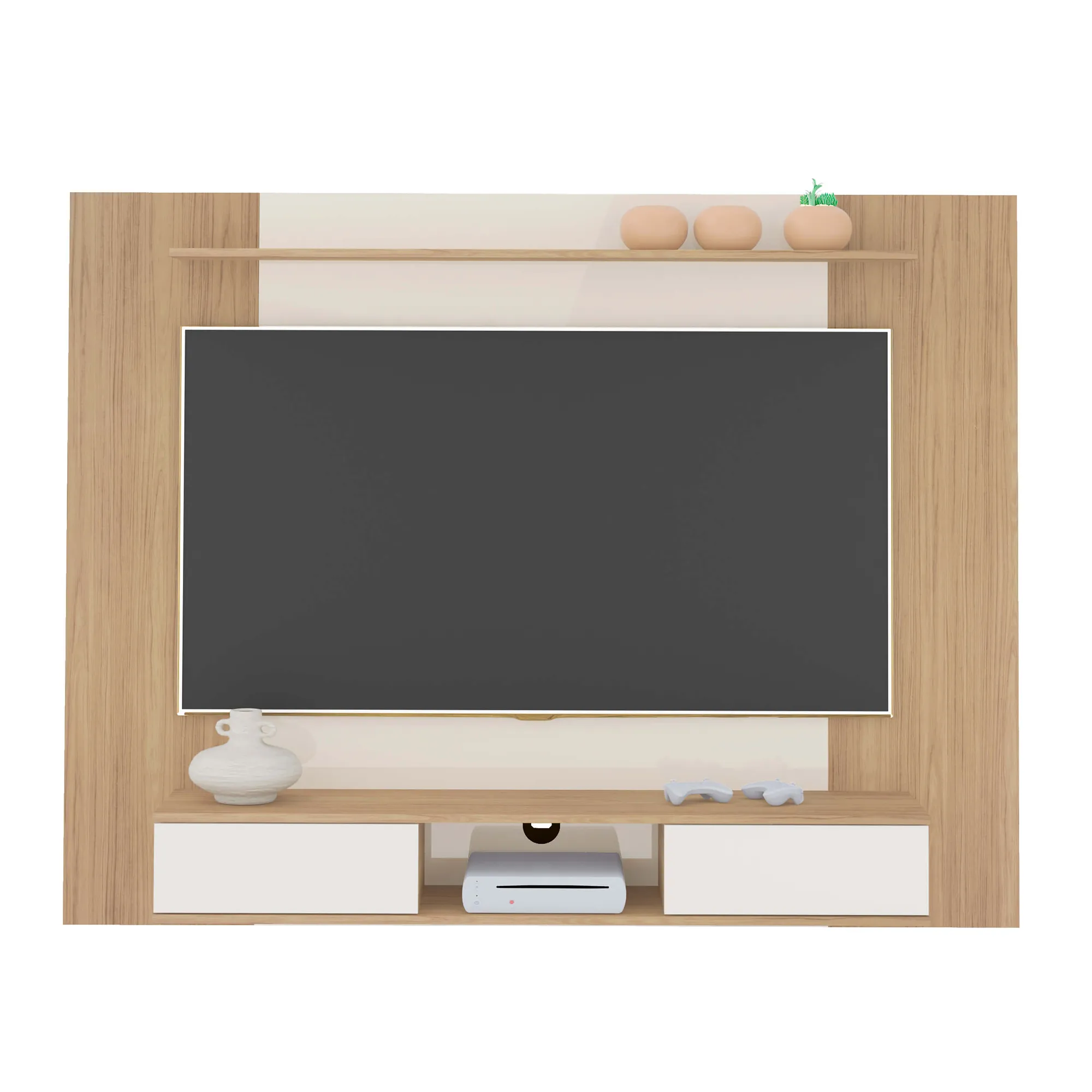 Mueble Para Tv 75" En Mpd 176Cm Incluye Soporte Roble Con Blanco