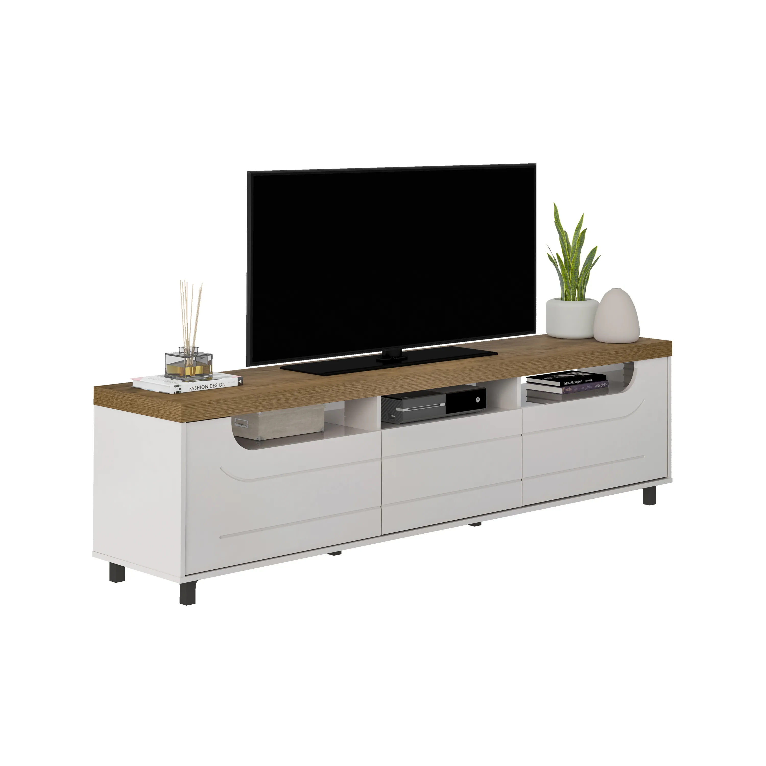 Mueble TV 75" Mercury Color Pino Y Off White