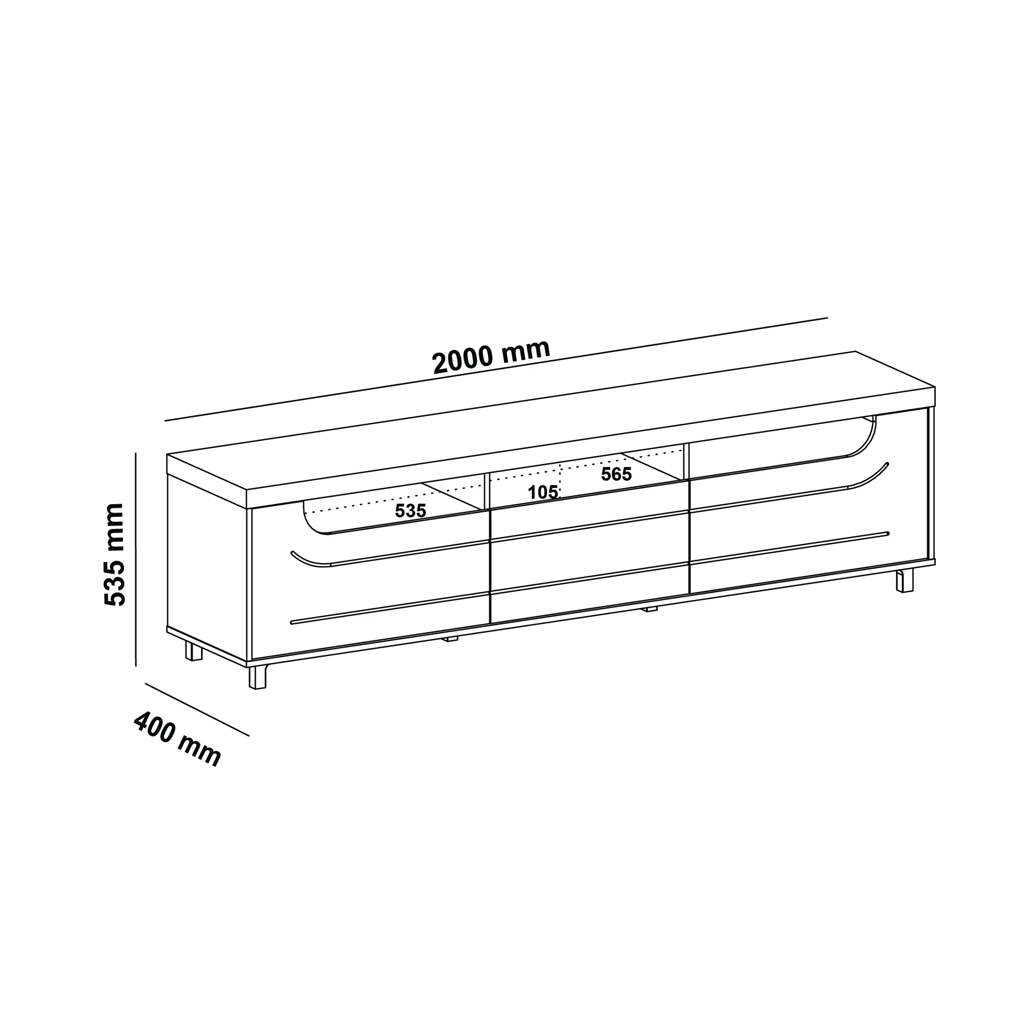 Mueble TV 75" Mercury Color Pino Y Off White