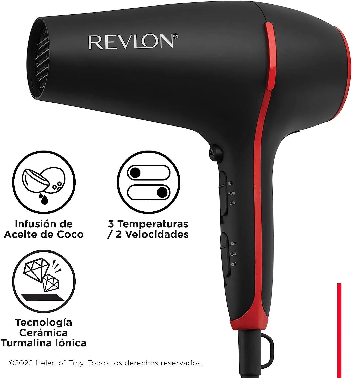 Secador De Pelo Con Infusión De Aceite De Coco Revlon Smoothstay