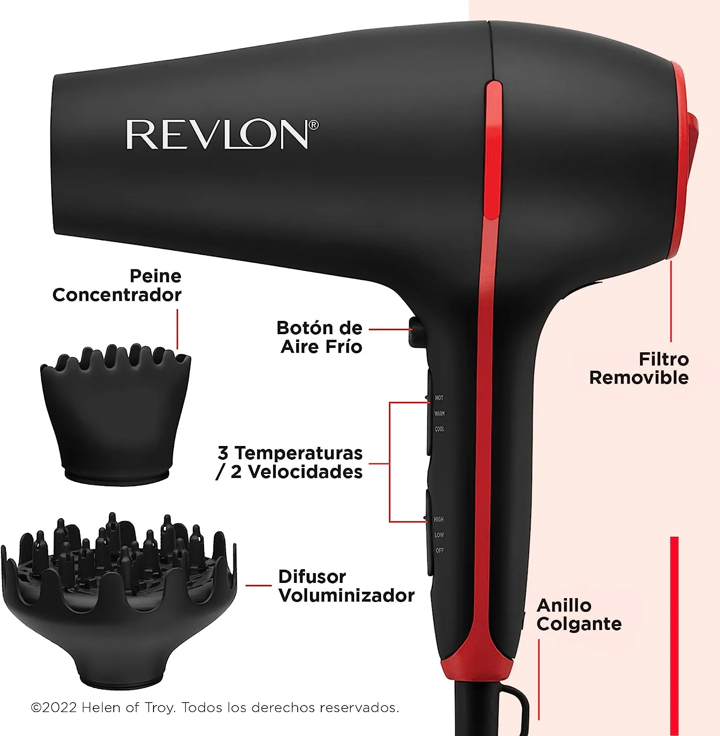 Secador De Pelo Con Infusión De Aceite De Coco Revlon Smoothstay