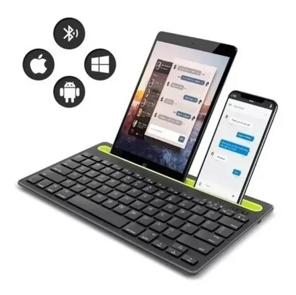 Teclado Bluetooth Recargable Doble Canal Multi Dispositivo Tablet Celular