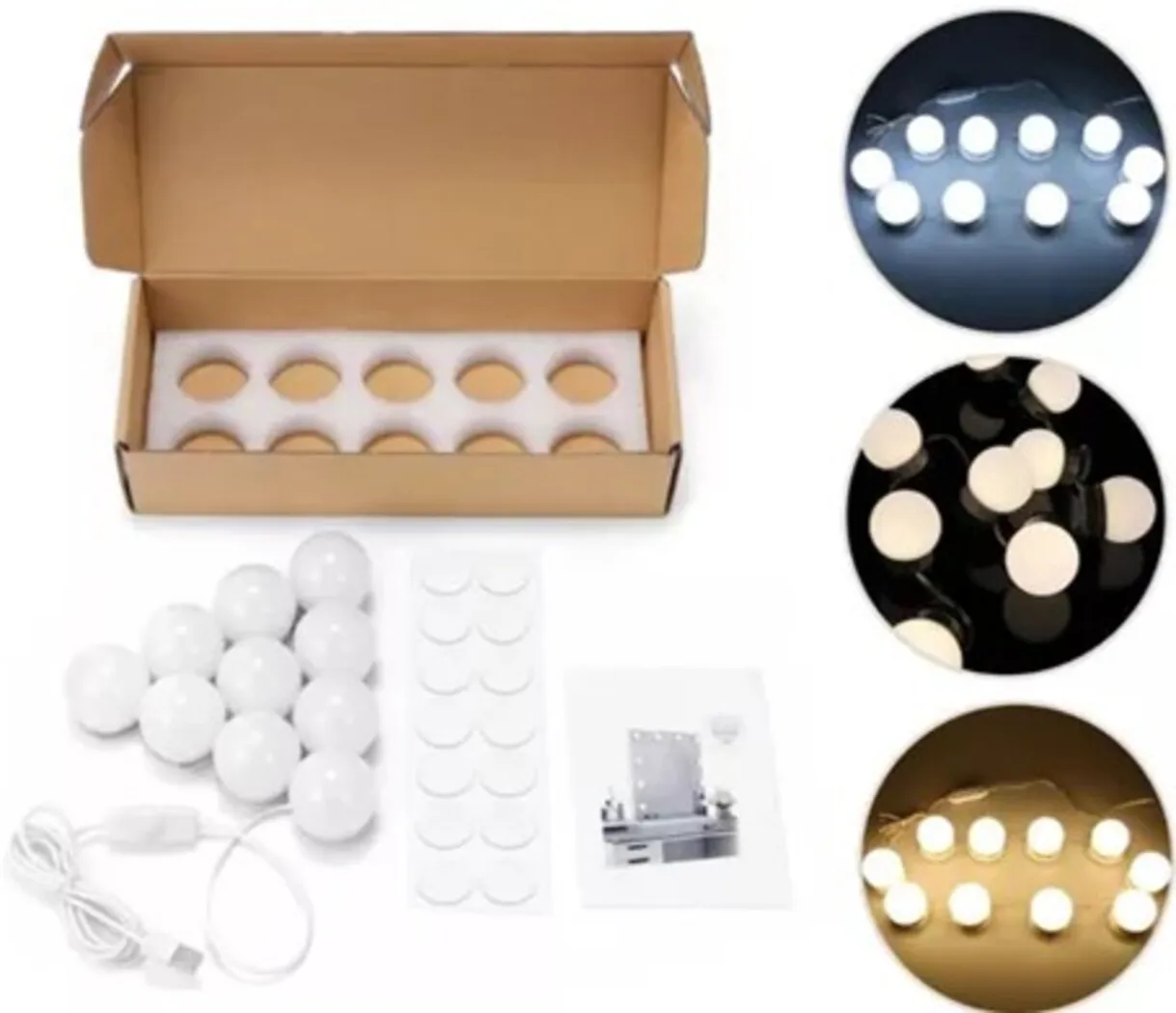 Kit De Luces Led Para Espejo Estilo Hollywood 10 Bombillas