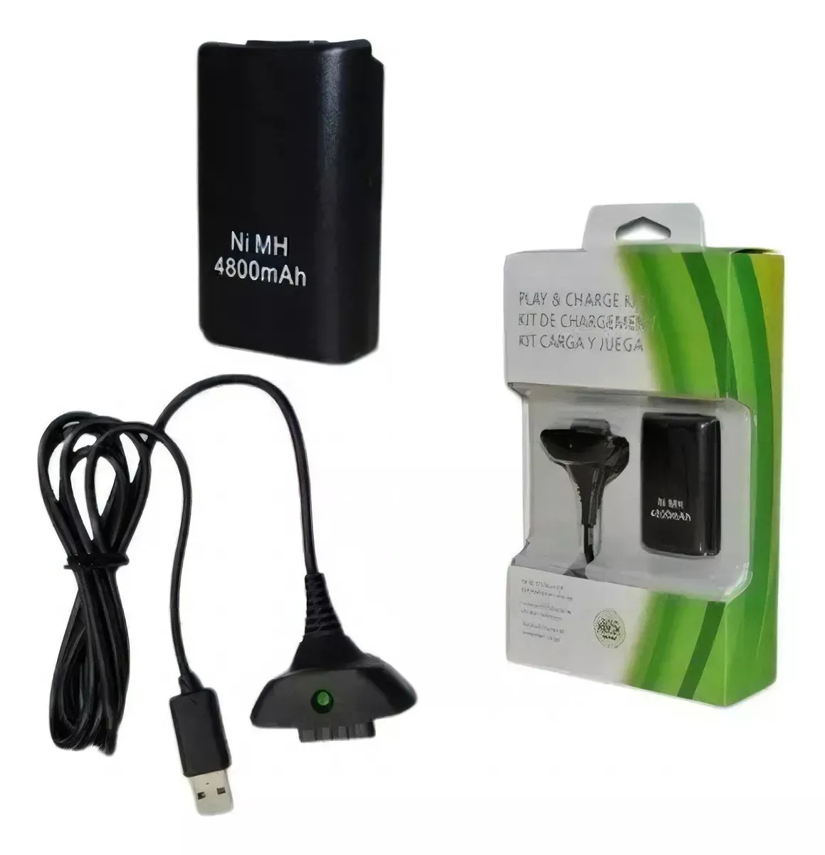 Kit Carga Y Juega Para Control Xbox 360 Pila Bateria Y Cable