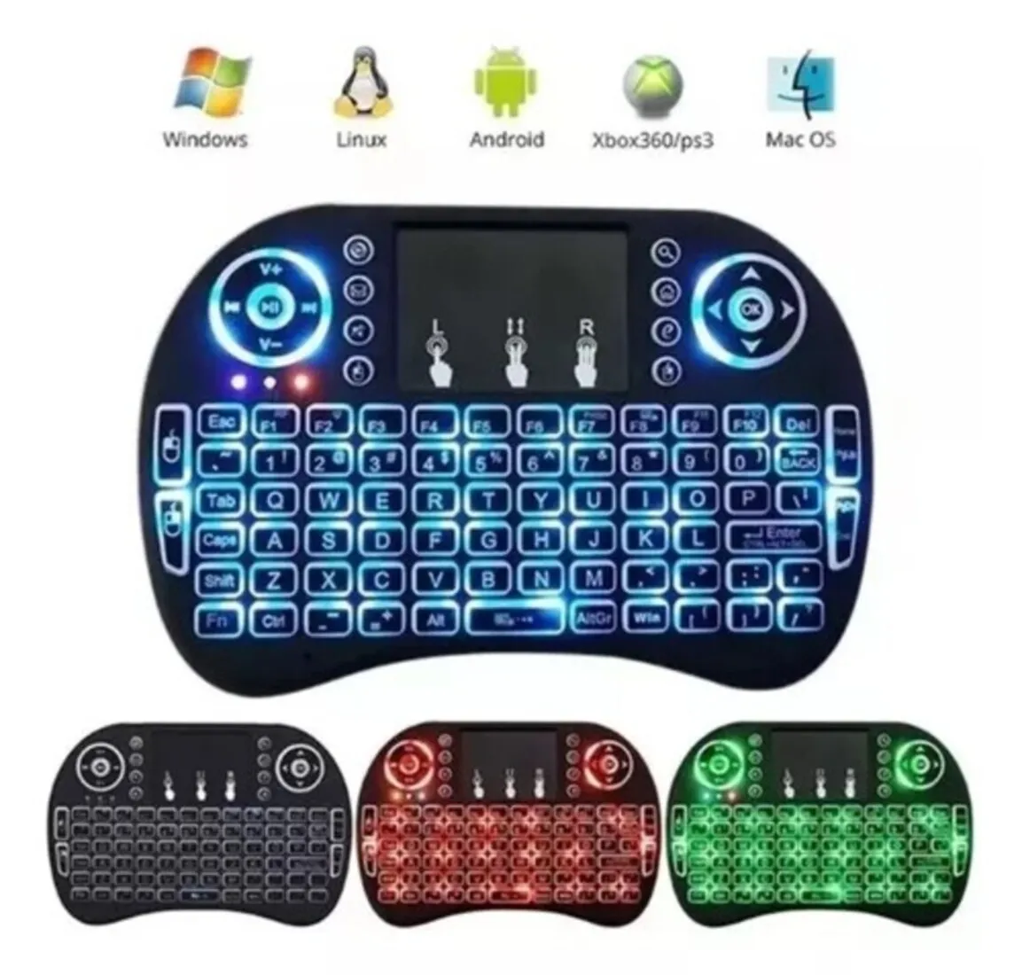 Mini Teclado Inalámbrico Android Smart Tv Iluminado Tvbox