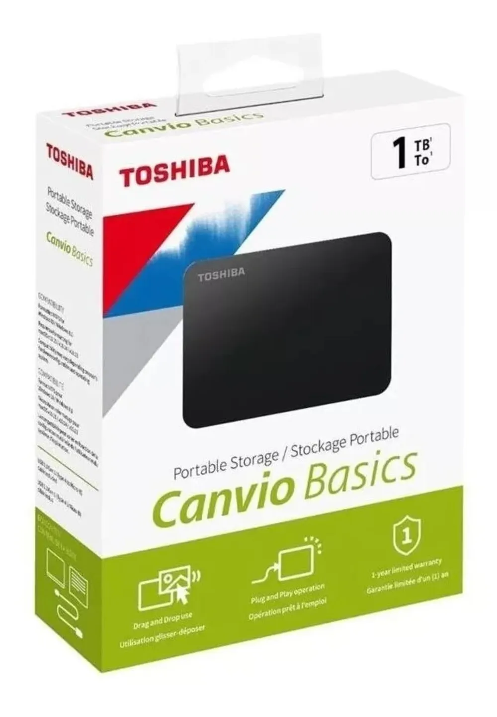 Disco Duro Externo Toshiba 1TB Canvio Basics HDTB410XK3AA 1TB Negro