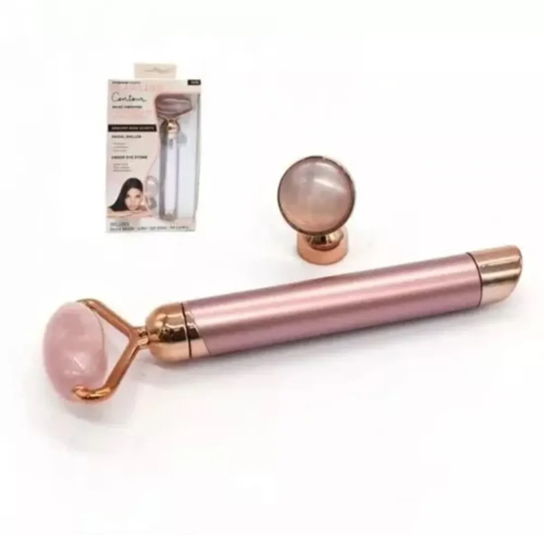 Masajeador Facial Vibrador Rodillo Cuarzo 2 En 1 Antiedad