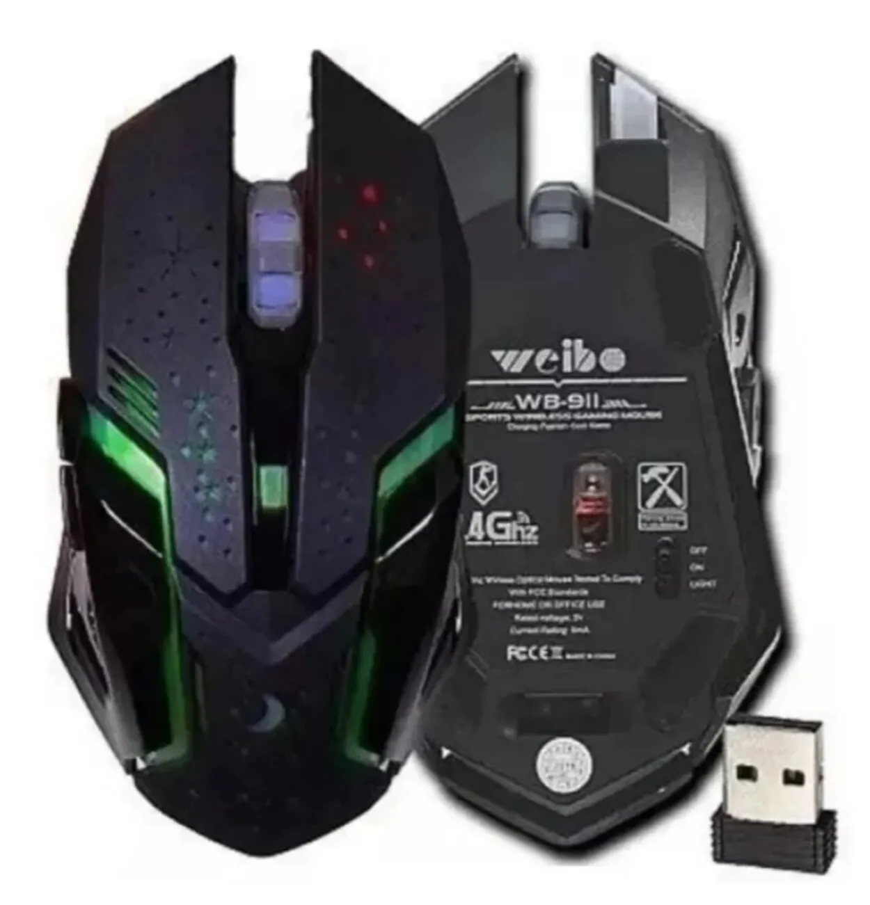 Mouse Gamer Weibo Wb-911 Retroiluminado 3200dpi Inalambrico Color Negro