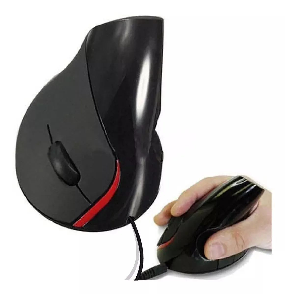 Mouse Vertical Ergonómico Alambrico USB 5 Botones Optico Cable Color Black