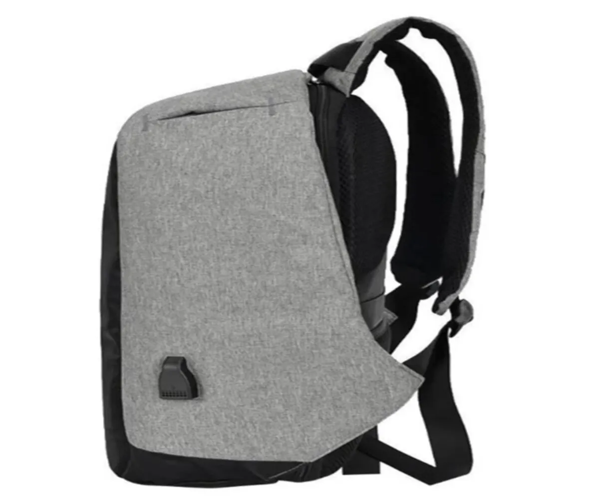 Maleta Antirrobo Mochila Morral Anti Robo Con Cable USB  - Color Gris