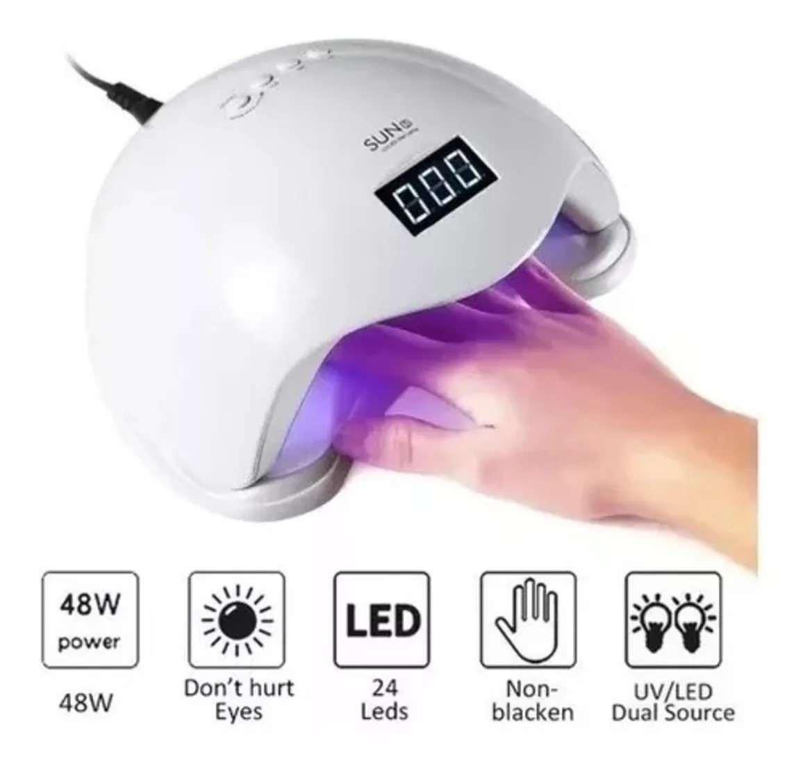 Lampara De Uñas 48 Wats  Led-uv Gel Profesional Secado Rapido