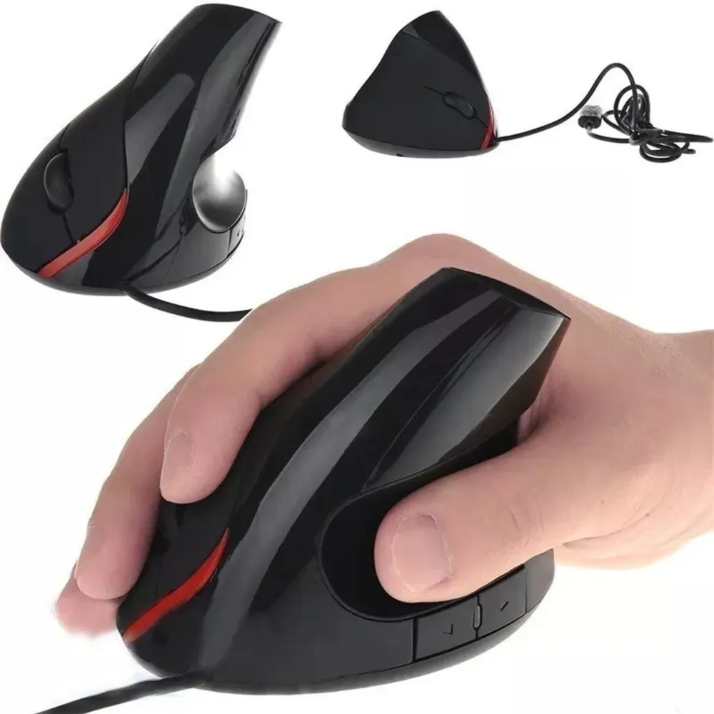 Mouse Vertical Ergonómico Alambrico USB 5 Botones Optico Cable Color Black