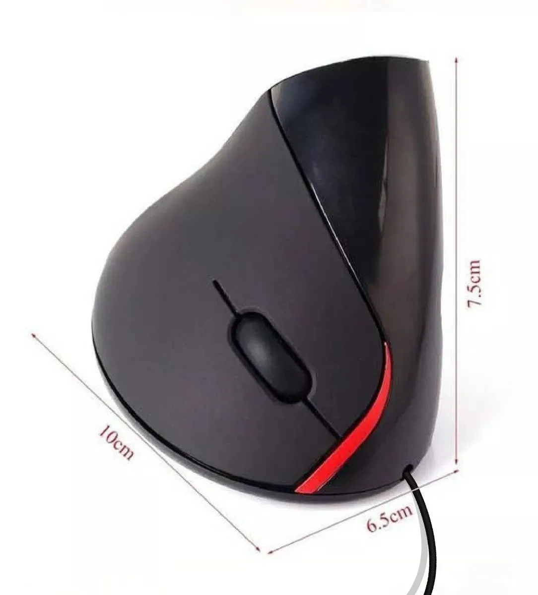 Mouse Vertical Ergonómico Alambrico USB 5 Botones Optico Cable Color Black