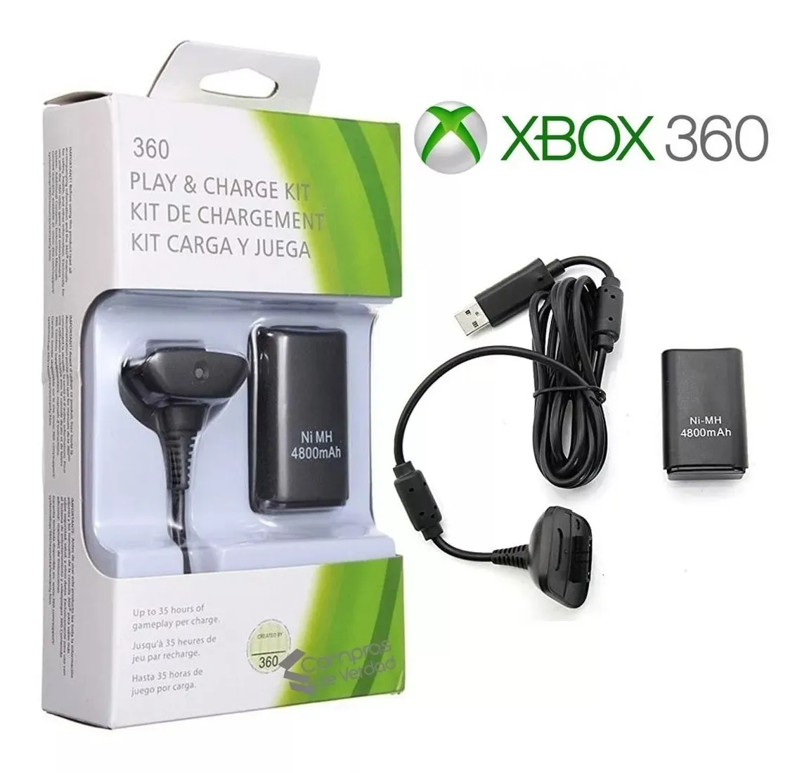 Kit Carga Y Juega Para Control Xbox 360 Pila Bateria Y Cable