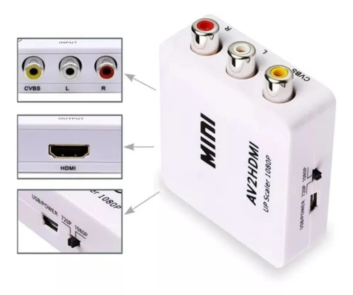 Convertidor Adaptador De Rca A Hdmi Video Full Hd 1080p