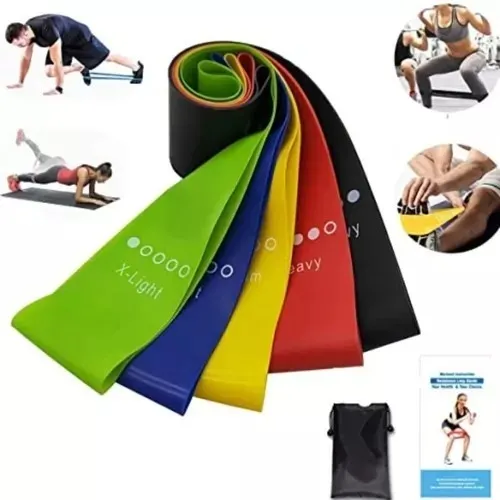 Kit Bandas Elásticas 5 en 1 Para Ejercicio Resistencia Yoga Premium