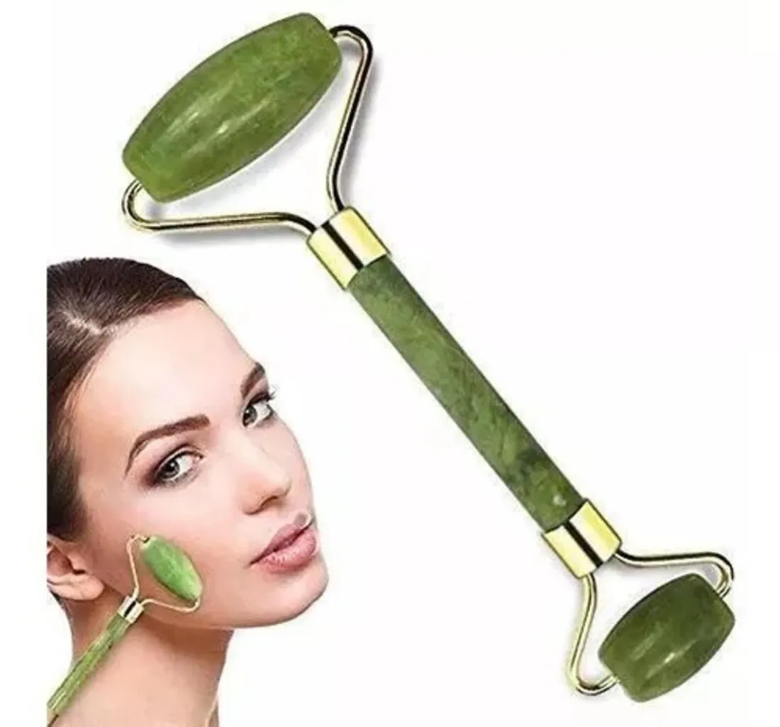 Rodillo Facial Jade 100 % Natural Masajeador Antiarrugas