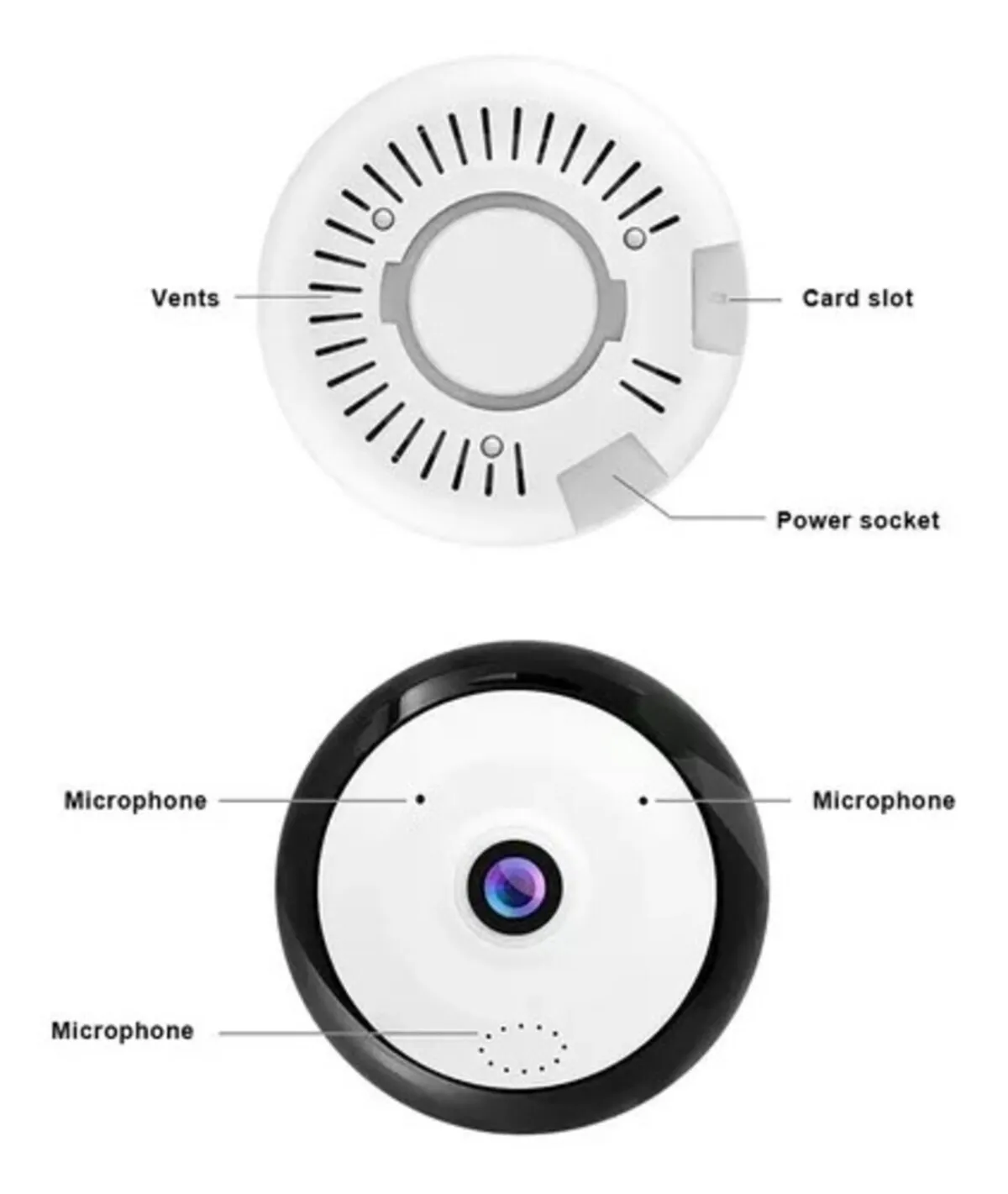 Cámara De Seguridad Panoramica 360° Ojo De Pez Wifi Ip 2mpx P