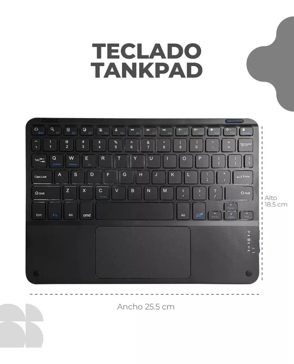 Teclado Inalámbrico + Trackpad (mouse) Bluetooth Recargable