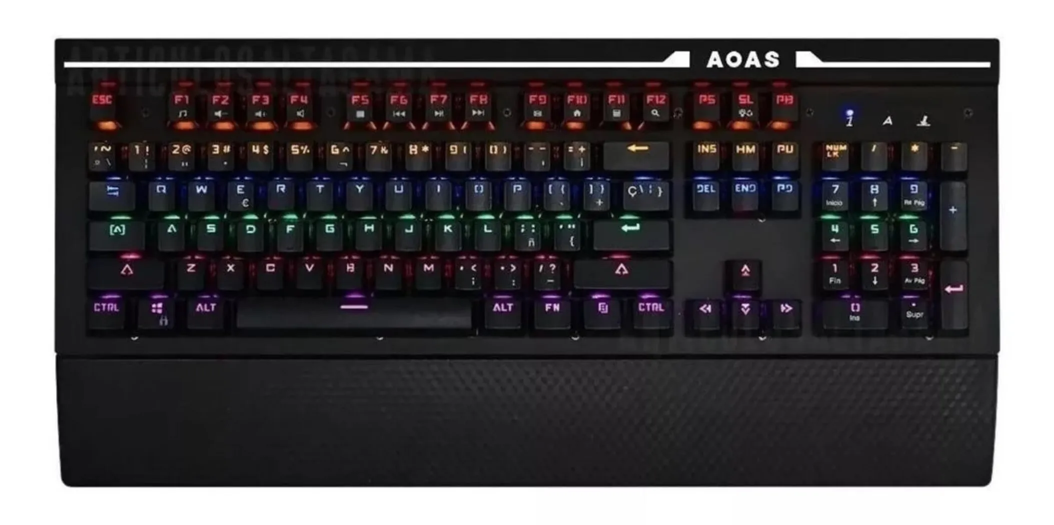 Teclado Gamer Mecanico Aoas AS-808 QWERTY Inglés US Color Negro Con luz RGB