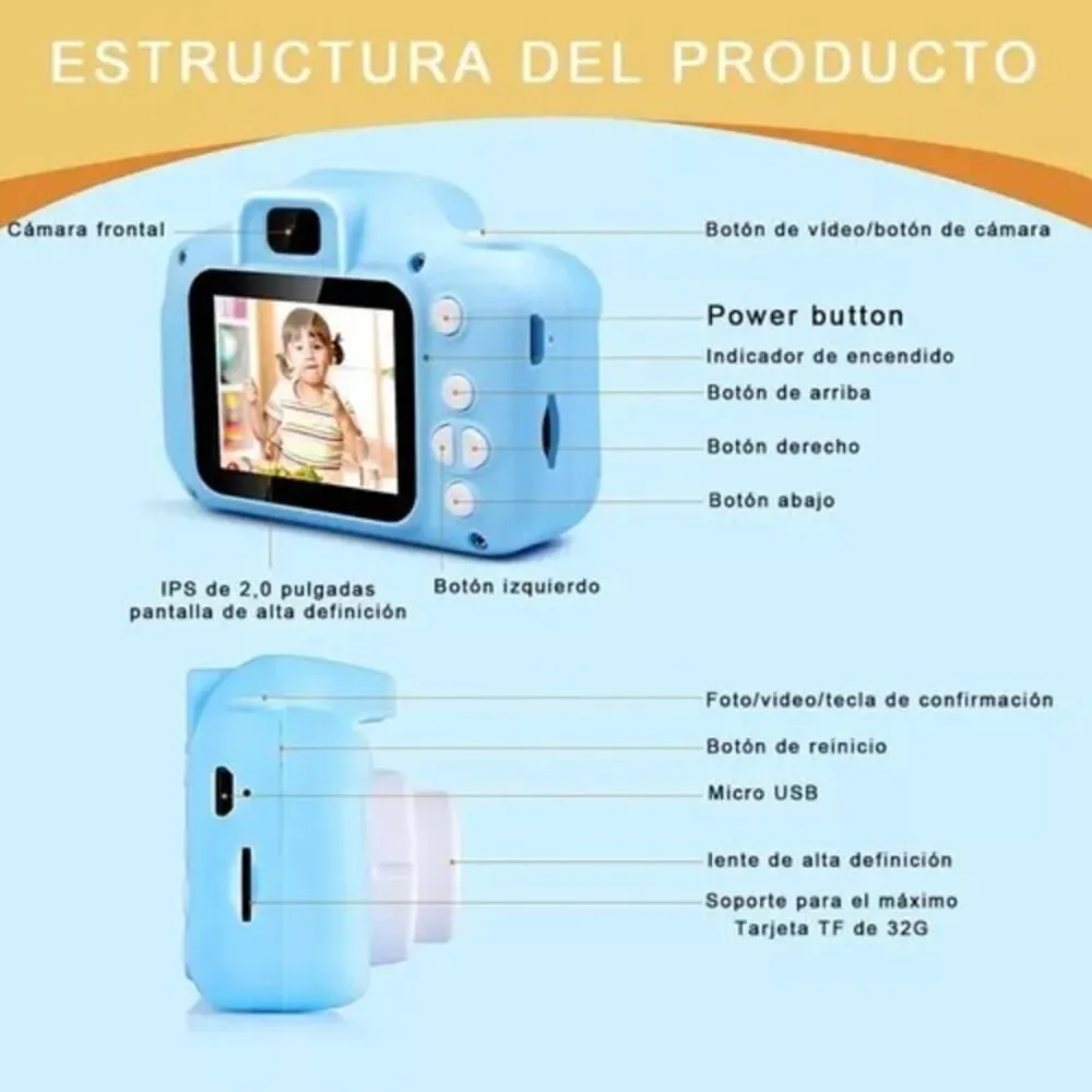 Cámara Fotográfica Digital Infantil Para Niños Fotos Videos