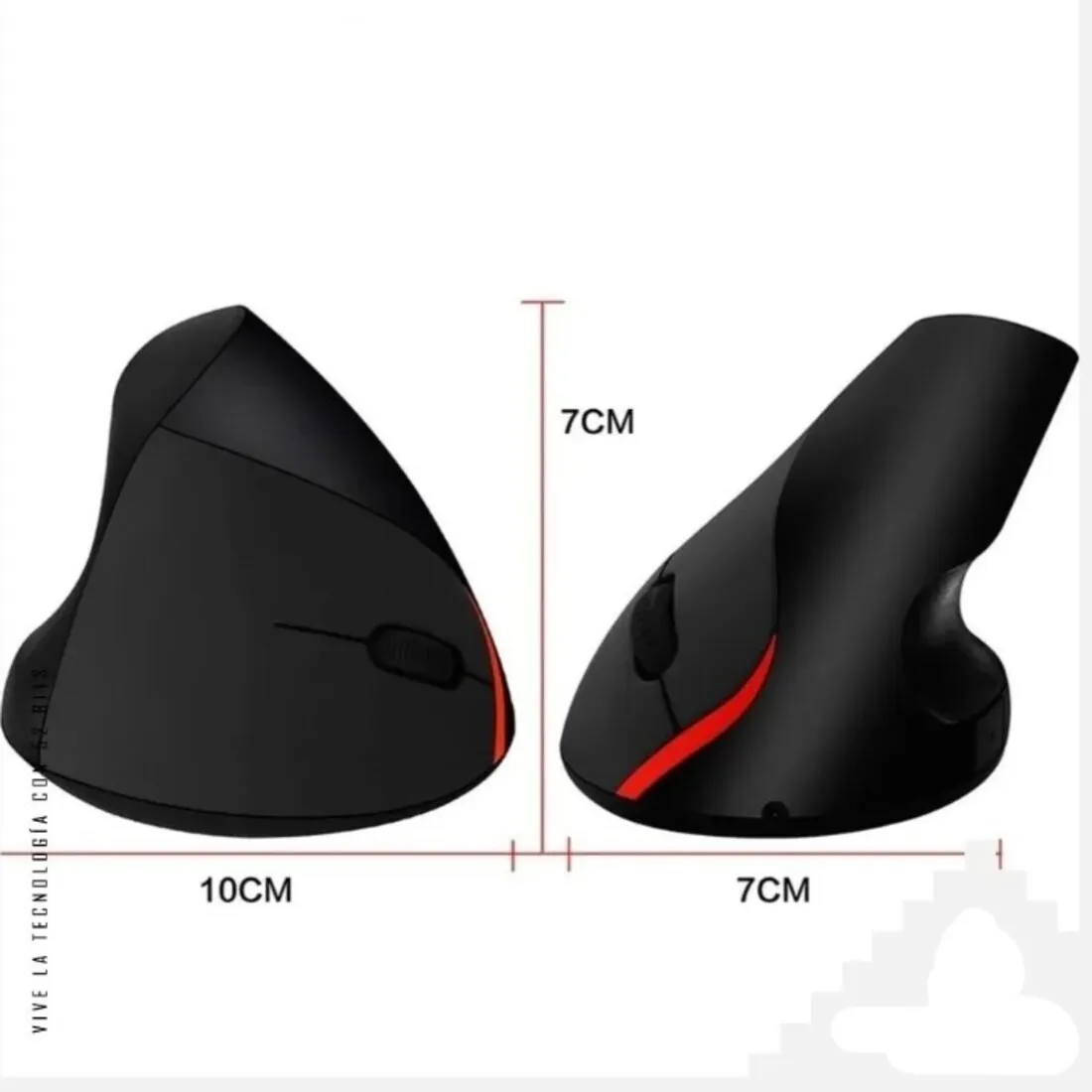 Mouse Vertical Ergonómico Inalambrico USB 5 Botones Optico Color Black