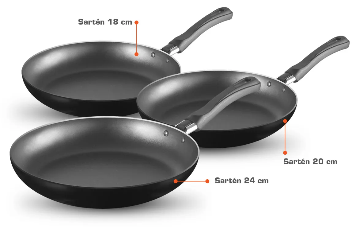 Sartenes Imusa X3 18, 20 y 24 Cm Antiadherentes