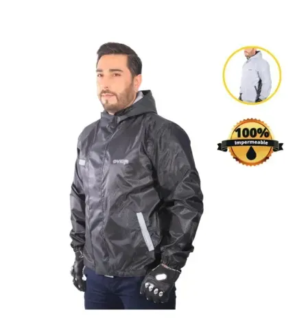 Chaqueta Impermeable Doble Faz Reflectiva 100% Negra