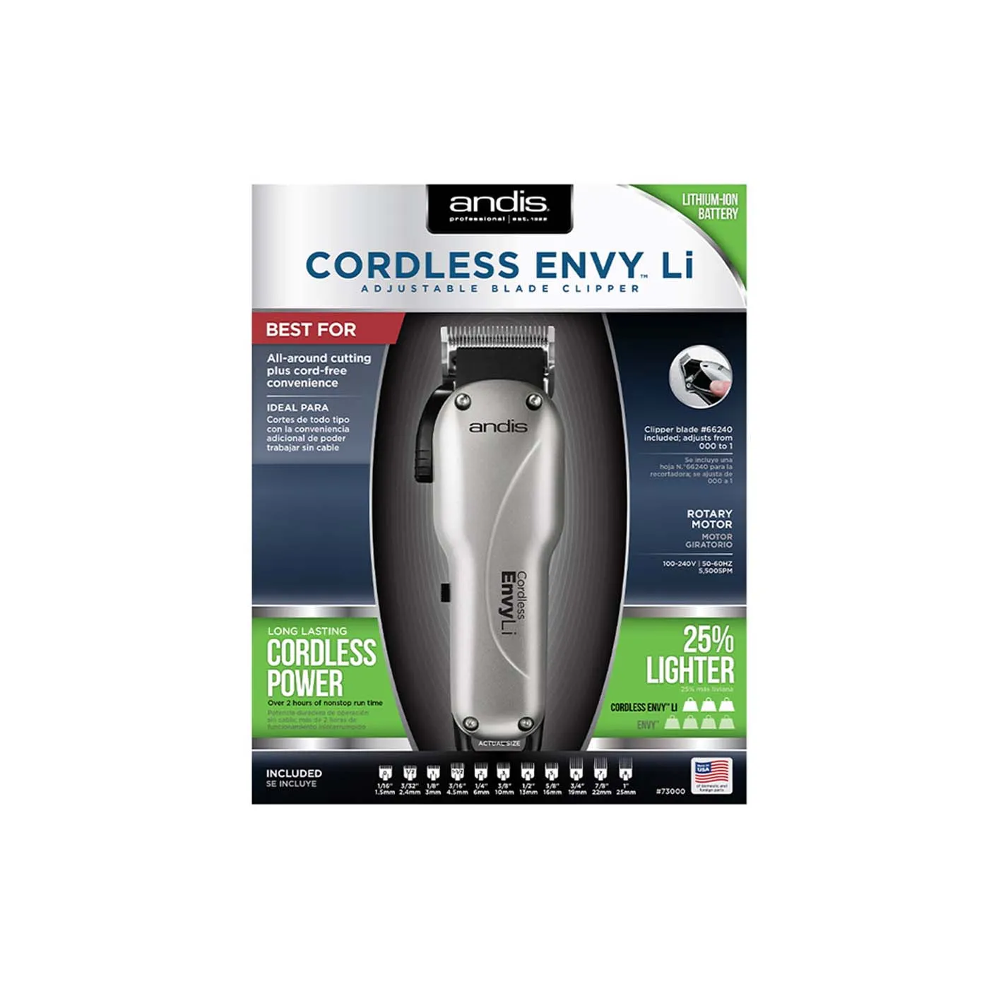 Maquina Cortadora De Cabello Inalambrica Profesional Andis Cordless Envy Li