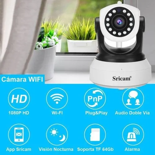 Sricam Cámara De Seguridad Ip Wifi 1080p P2p Infrarroja 360 SP017