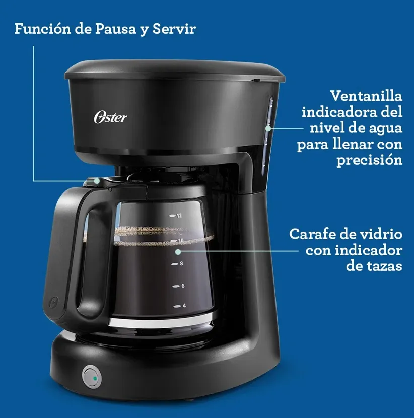 Cafetera Oster De 12 Tazas Con Indicador De Encendido BVSTDCS12B