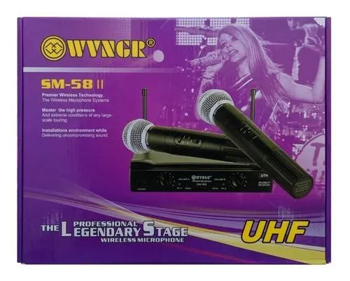 Kit Microfonos Inalambricos Wvngr Sm-58 Receptor Uhf Karaoke