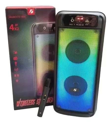 Parlante Bluetooth Altavoz Portátil 4in x2 Luz Led RGB AUX KTS-1600