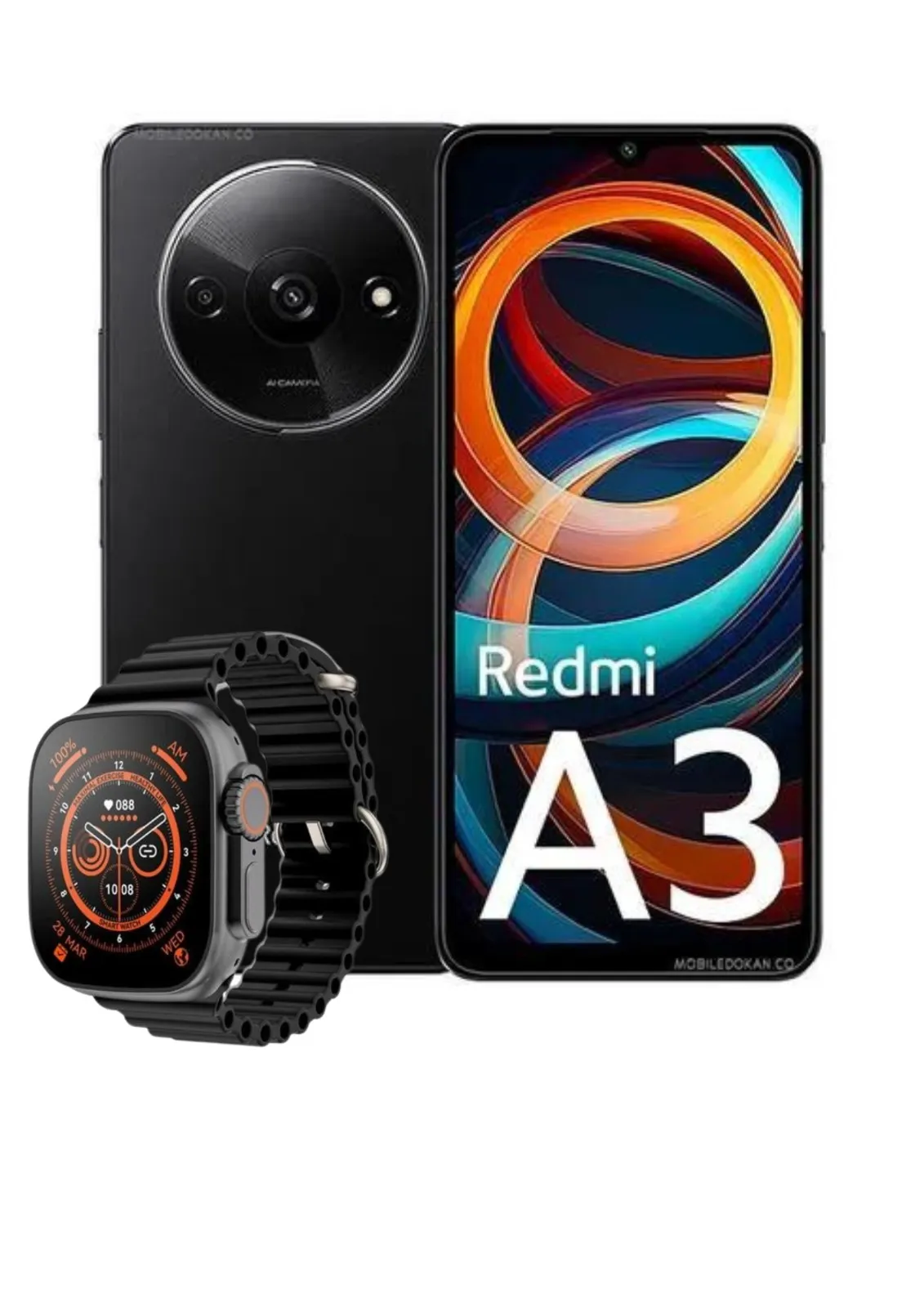 Celular Xiaomi Redmi A3 64 Gb 3 Gb Negro + Reloj Smartwach