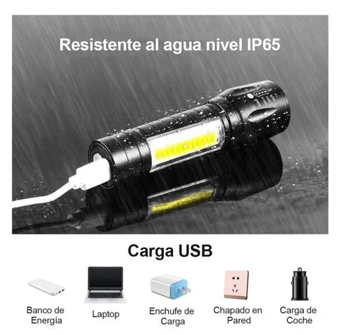 Super Mini Linterna Led Recargable Luz Zoom Largo Alcance 511