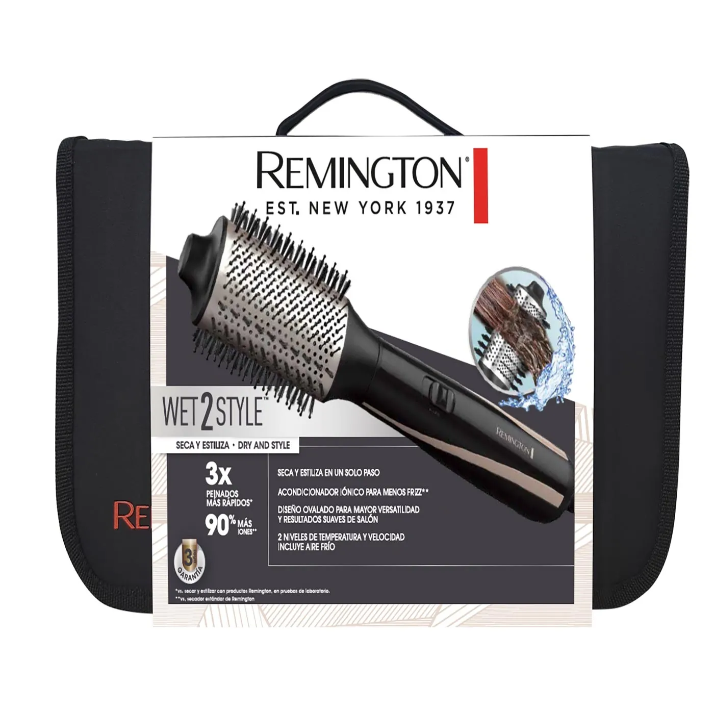 Cepillo Original Wet2Style REMINGTON Con Estuche AS21A Negro