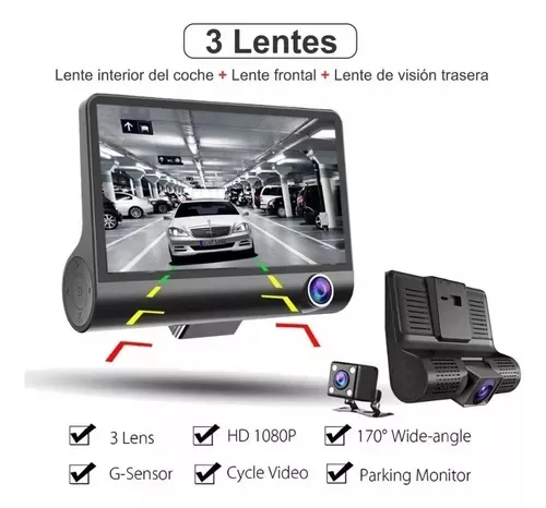 Cámara Para Carro Dvr 3 en 1 Full Hd 1080p Dual Cam Dvr Car Dvr-3en1