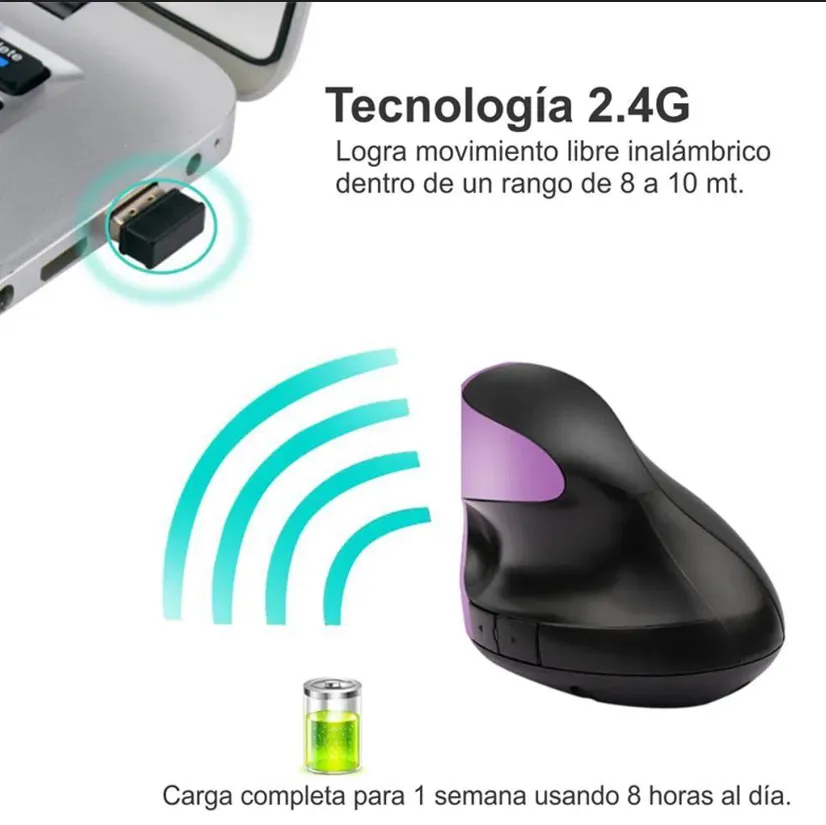 Mouse vertical recargable Weibo WB-881 negro Ergonomico