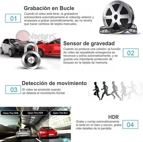 Cámara Para Carro Dvr 3 en 1 Full Hd 1080p Dual Cam Dvr Car Dvr-3en1