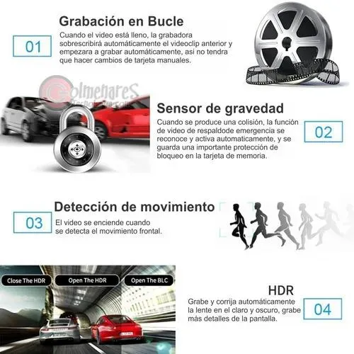 Cámara Para Carro Dvr 3 Lentes 1080p Full Hd Dash Cam 3 En