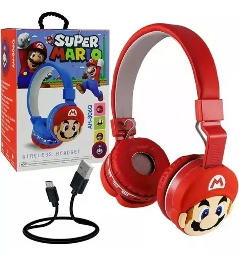 Audífonos De Diadema Mario Bros Con Bluetooth Ah-806