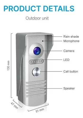 Video Portero Timbre Inteligente Casa Monitor  Color 7in 1080 HD (Huge) Ref: RLB7K