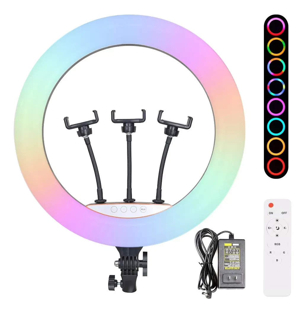 Aro De Luz Led Rgb Colores Aro36cm Incluye Trípode 2.1m