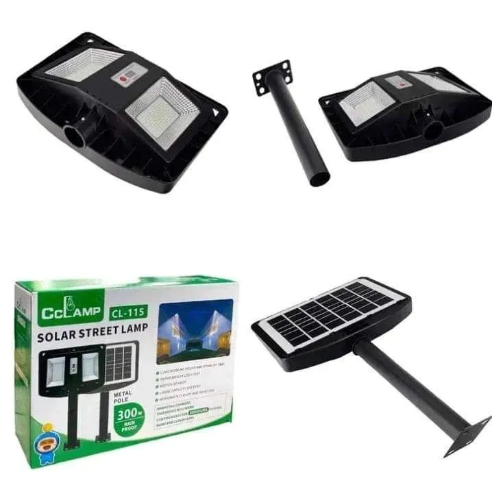 Lampara Calle Reflector Doble Panel Energía Solar 300w Cl-115