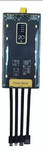 Power Banck 20.000 Mah 10w Carga Rapida Tipo C V8 iPhone Usb Ym-670