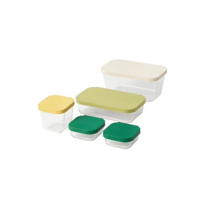 Set X5 Refractarias Vidrio Contenedor Alimentos Organizador