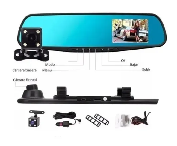 Espejo Retrovisor Con Dvr Y Cámara De Reversa Pantalla 4.3